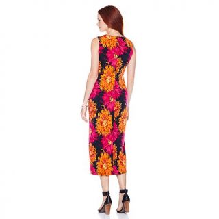 Slinky® Brand Printed Maxi Dress with Lace up Front