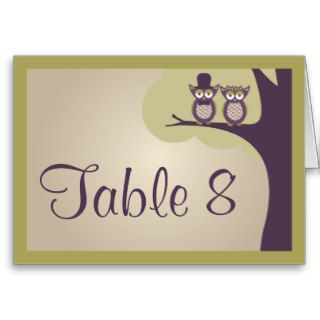 Cute Owl Wedding Table Number Cards