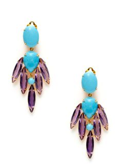 Turquoise & Amethyst Multi Shape Drop Earrings by Bounkit