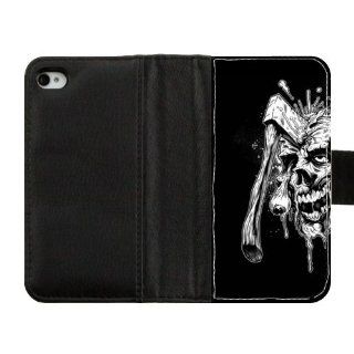 Customize Skull Diary Leather Cover Case for IPhone 4,4S High fabric cloth, hard plastic case and leather cover Cell Phones & Accessories