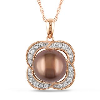 14k Pink Gold 1/4ct TDW Tahitian Pearl Fashion Necklace (G H, I1 I2) Pearl Necklaces