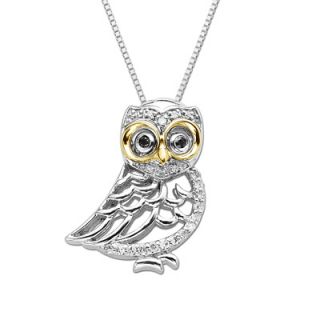 10 CT. T.W. Enhanced Black and White Diamond Owl Pendant in Sterling