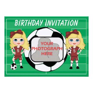 Personalized  Cute photo soccer girl invitations
