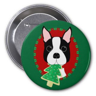 Boston Terrier Christmas Buttons