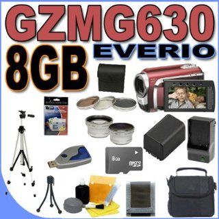 JVC Everio GZ MG630 60GB Hard Drive HDD 40x Optical Zoom Digital Camcorder (Red) BigVALUEInc Accessory Saver 8GB BP823 Battery/Rapid Charger Filter/Lens Bundle  Hard Disk Drive Camcorders  Camera & Photo