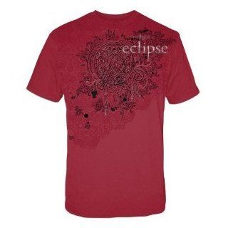the twilight saga Eclipse Wolf Pack Tattoo with Swirls T Shirt Red Novelty T Shirts Clothing