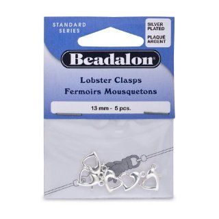 Beadalon Lobster Clasp Heart Nickel Free Silver, Plated, 5 Piece