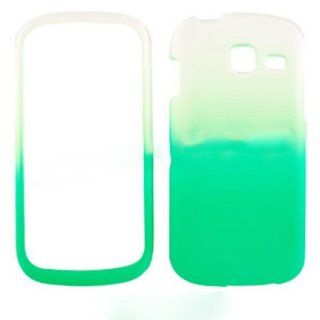 RUBBER COATED HARD CASE FOR SAMSUNG TRANSFIX R730 RUBBERIZED TWO COLOR WHITE GREEN Cell Phones & Accessories