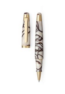 Invicta IWI003 07  More,Angel Mother Of Pearl White With Brown Wave Resin Rollerball Pen, Pens Invicta Pens More