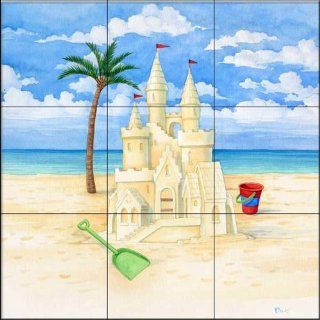 Sandcastle Beach 2 by Paul Brent   Kitchen Backsplash / Bathroom wall Tile Mural   Ceramic Tiles  