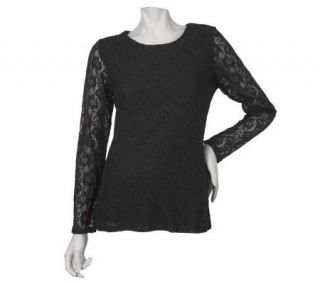 Effortless Style by Citiknits Long Sleeve Lined Lace Top —
