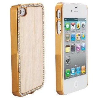 Skque Bling Aluminium Wood Design Back Case Cover for Apple iPhone 4/4S Cell Phones & Accessories