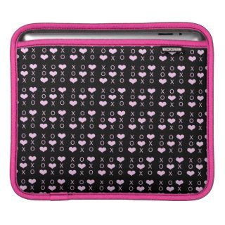 black and pink XOXO heart pattern Sleeve For iPads