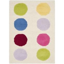 Handmade Children's Pokka Dots Ivory N. Z. Wool Rug (2' x 3') Safavieh Accent Rugs