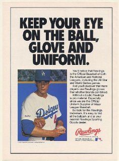 1989 LA Dodgers No 4 Rawlings Baseball Glove Uniform Print Ad (Memorabilia) (54779)  