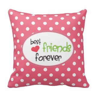 BFF   Best Friends Forever Polka Dots Throw Pillow