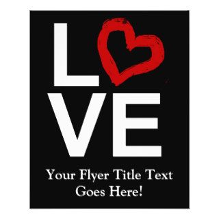 LOVE, Black and White with Red Sketched Heart Flyer Design