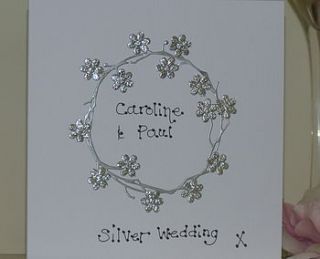 personalised circle silver wedding card by kitty's