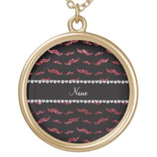 Personalized name burgundy glitter mustaches jewelry