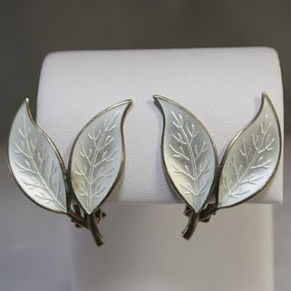 1950s modernist silver enamel earrings by ava mae designs