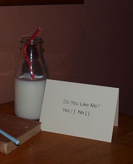 do you like me? valentines card by jammy things