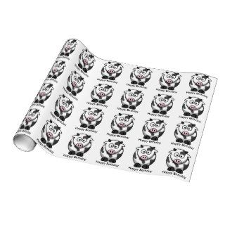 Funny Cartoon Cow with Pink Nose Happy Birthday Wrapping Paper