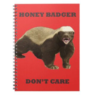 Honey Badger Don't Care On Poppy Red Background Spiral Note Book