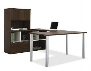 Bestar Contempo U Shaped Desk With Storage Unit In Tuxedo  Office Desks 