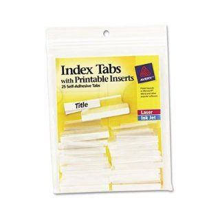 Avery Self Adhesive Tabs w/Printable Inserts, 1 1/2 in, White 25/Pk   AVE16230  Index Tabs 