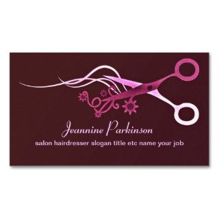 pink hair scissors business card