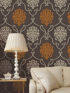 Suzette Modern Damask Wallpaper by Brewster