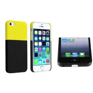 eForCity Yellow/ Black Clip on Hard Plastic Case with FREE Clear Docking Port Cap Compatible with Apple® iPhone® 5/ 5S Cell Phones & Accessories