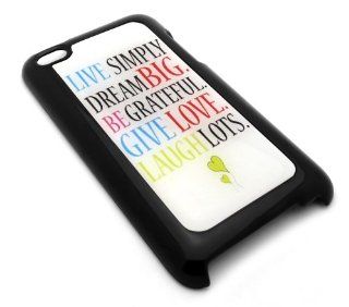 BLACK Cute Inspirational Fun Quote Snap On Cover Hard Carrying Case for iPod 4/4th Generation   Give Love Laugh Lots   Players & Accessories