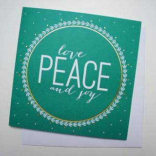 'love peace joy' christmas card by love faith and hope