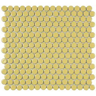 Penny Vintage Yellow 12 1/4 x 12 Inch Porcelain Mosaic Floor & Wall Tile (10 Pcs/10.2 Sq. Ft. Per Case, $1 Standard Shipping)   Ceramic Tiles  