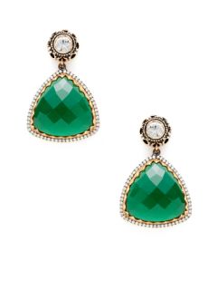 Green Triangle Drop Earrings by Azaara Vintage