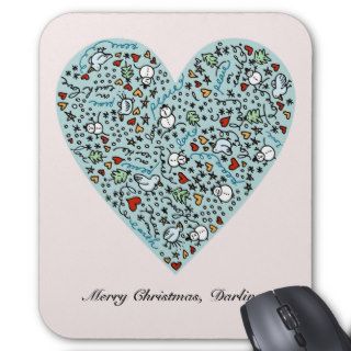 Cute Christmas Love Heart Mousepad