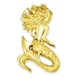 14K Yellow Gold Mermaid Slide Pendant Charm Jewelry Jewelry