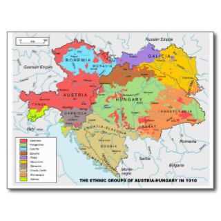Austria Hungary Map of Ethnic Diversity in 1910 Postcards