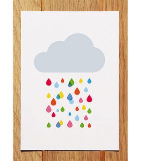 multicoloured rain cloud postcard by showler and showler