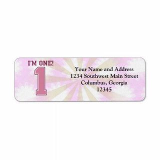 Big Pink Number One, Girl's First Birthday Return Address Labels