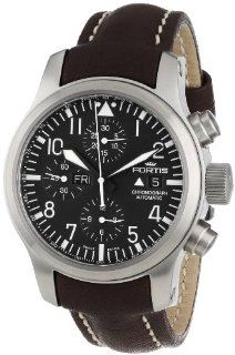 Fortis Men's 656.10.11 L.16 B 42 Flieger Automatic Black Luminous Dial Brown Leather Water Resistant Watch Watches