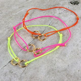 friendship bracelet infinity, neon colours by bohemia