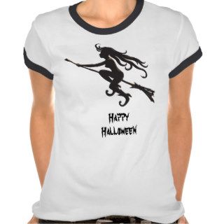 Sexy Halloween Witch On Broomstick Silhouette T shirt