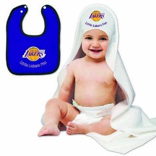 Los Angeles LA Lakers Baby Bib and Hooded Bath Towel Set  Sports Fan Bath Accessories  Sports & Outdoors
