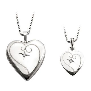 Diamond Accent Mother and Daughter Matching Heart Locket and Pendant