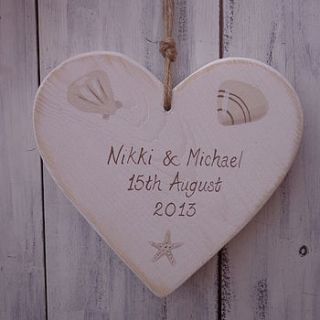 personalised rustic seaside wedding heart by giddy kipper