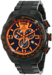 Swiss Precimax Men's SP13126 Deep Blue Pro III Orange Dial Black Stainless Steel Band Watch Swiss Precimax Watches