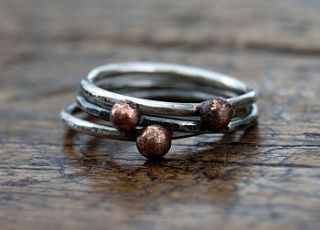 set of three handmade organic stacking rings by alison moore silver designs