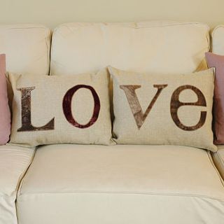 pair of linen love cushions by ella james